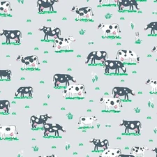 Dear Stella On The Farm Cows Cloud Gray 100% Cotton Fabric by 1/2 of a Yard