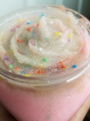 Self Care Friday Shea Sugar Scrub 10oz Exfoliator - Birthday Cake