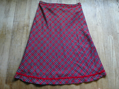 Basic Editions Red Gold Plaid Holiday Christmas Skirt Long Modest XL 18 EUC