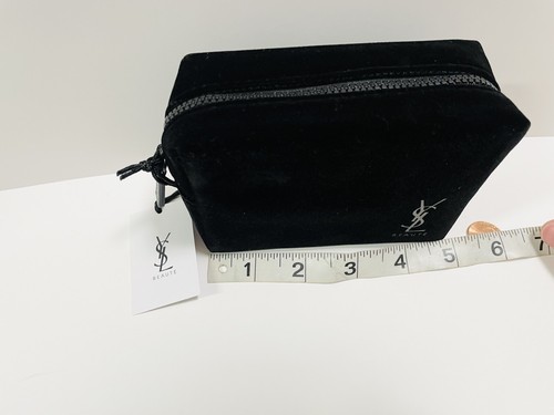 Bolsa de viaje de terciopelo negro Yves Saint Laurent YSL maquillaje belleza cosméticos - Imagen 3 de 6