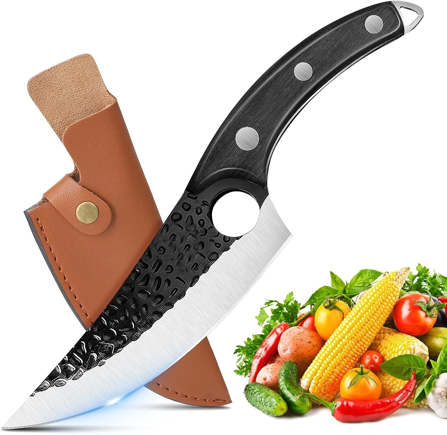 Handmade Knife Hand Forged Boning Knife with Sheath, Viking Knife, Meet Cleaver.