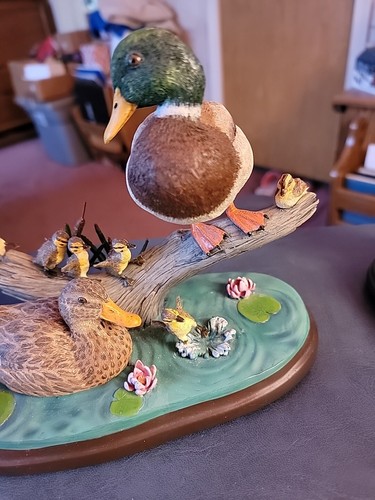 Danbury Mint SWIMMING LESSONS Mallard Ducks Wildlife Figurine Statue Sculpture - Picture 3 of 9