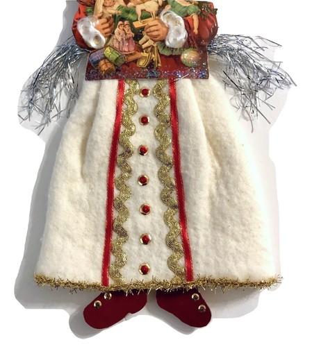Handgefertigte Weihnachtsdeko viktorianischer Stil Santa gesponnene Baumwolle groß 15”x7” - Bild 8 von 12