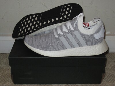 adidas NMD R2 PK Primeknit White Black Burnt Orange Men's Size