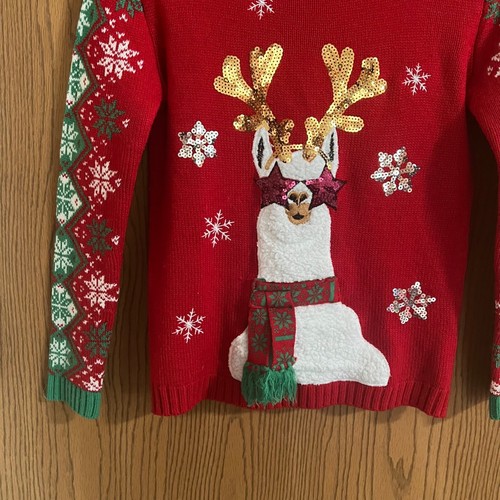 Girls Christmas Llama Sweater 33 Degrees Size Large - Picture 4 of 12