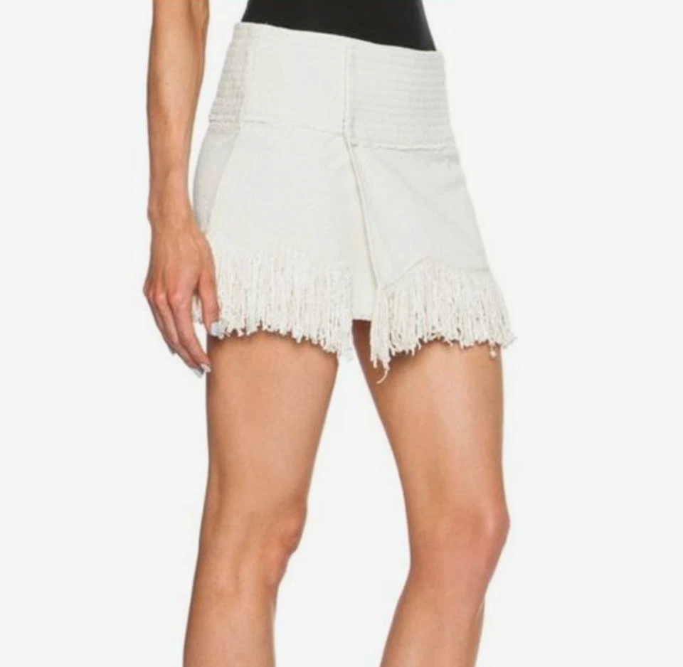 Minifalda corta Isabel Marant para mujer Natacha con flecos boho tejida envoltura de seda L 40 Foto 3 de 4