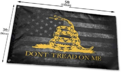 Gadsden BLACK AND GOLD Resistance 3'X5' Flag ROUGH TEX  100D DON'T TREAD ON ME