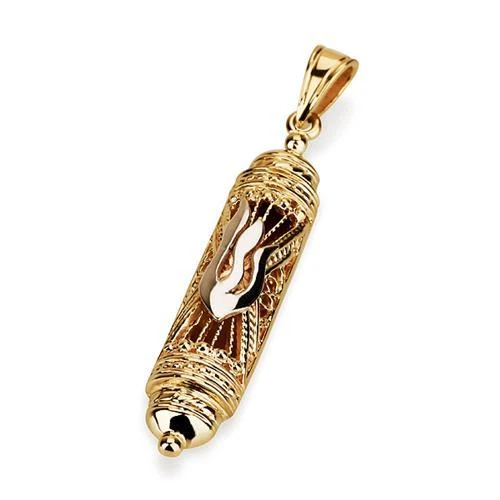 Gold mezuzah pendant sale