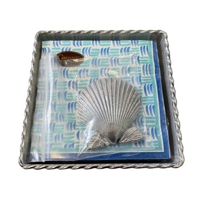 Mariposa Napkin Holder with Scallop Weight and Paper Napkins