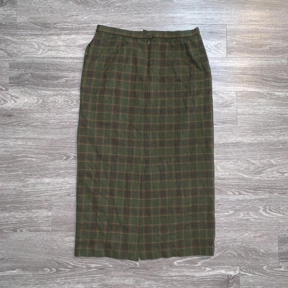 Vintage Womens Pendleton Plaid Green Wool Skirt Sz. 18 Tall - Image 2 of 4