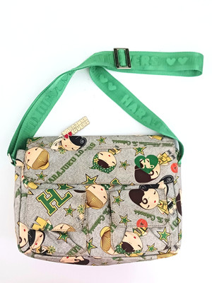 Harajuku Lovers Y2K Nylon Messenger Bag Gray / Green AOP Bag Charm 11X4X8