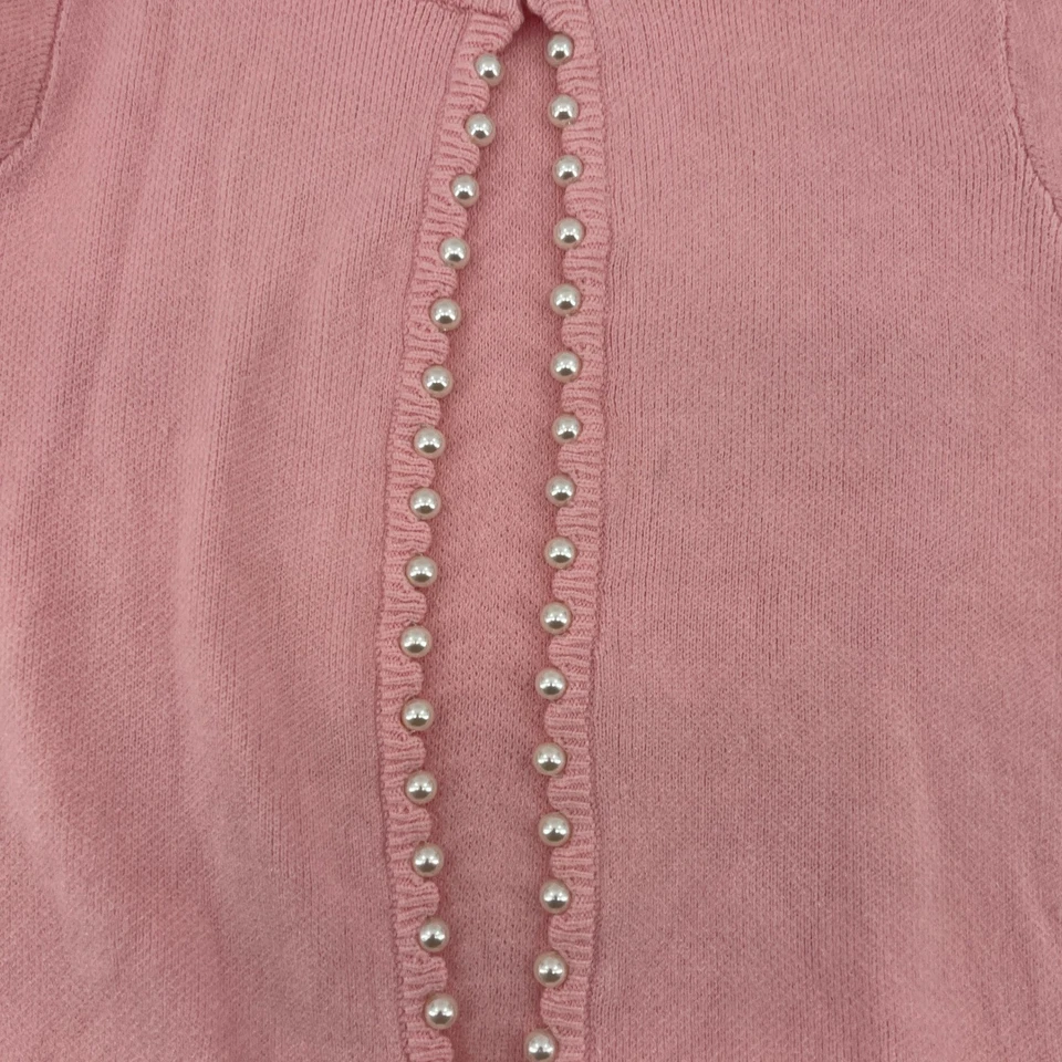 NUEVO Suéter Cárdigan Boston Proper Rosa Perla Botón Para Mujer Mediano Foto 3 de 4