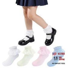 Girls White Lace Frill Socks - Breathable Princess Dress 6-8 Years Multicolor