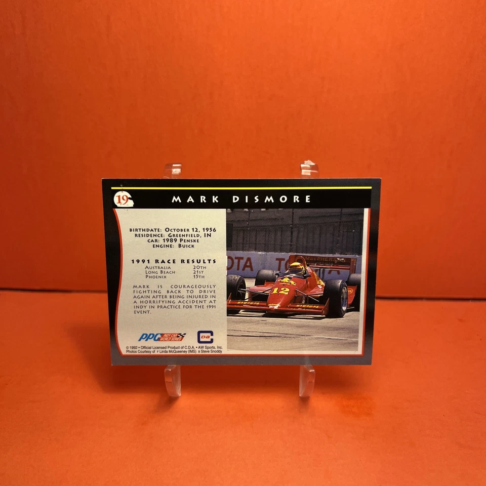 1992 All World PPG Indy Car World Series Mark Dismore #19 EX🦄 - Image 2 of 2