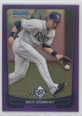 2012 Bowman Chrome Purple Refractor 168/199 Ben Zobrist #220 1g9