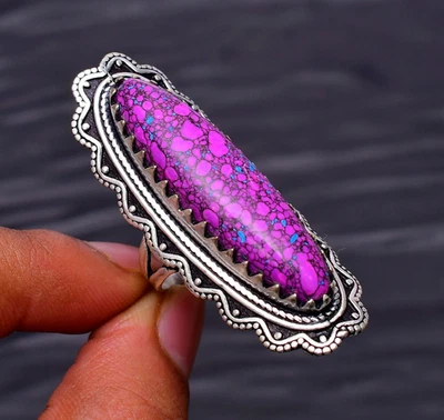 Pierre précieuse turquoise violette : bague bijou en argent sterling 925 tail... - Photo 1/4