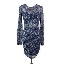 🟣🟣🟣 EXPRESS Women's Floral Sheer Fitted Body Contoured Dress Size XS