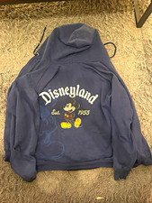 Disneyland Mickey Mouse Est. 1955 Blue Full Zip Fleece Hoodie Cotton L