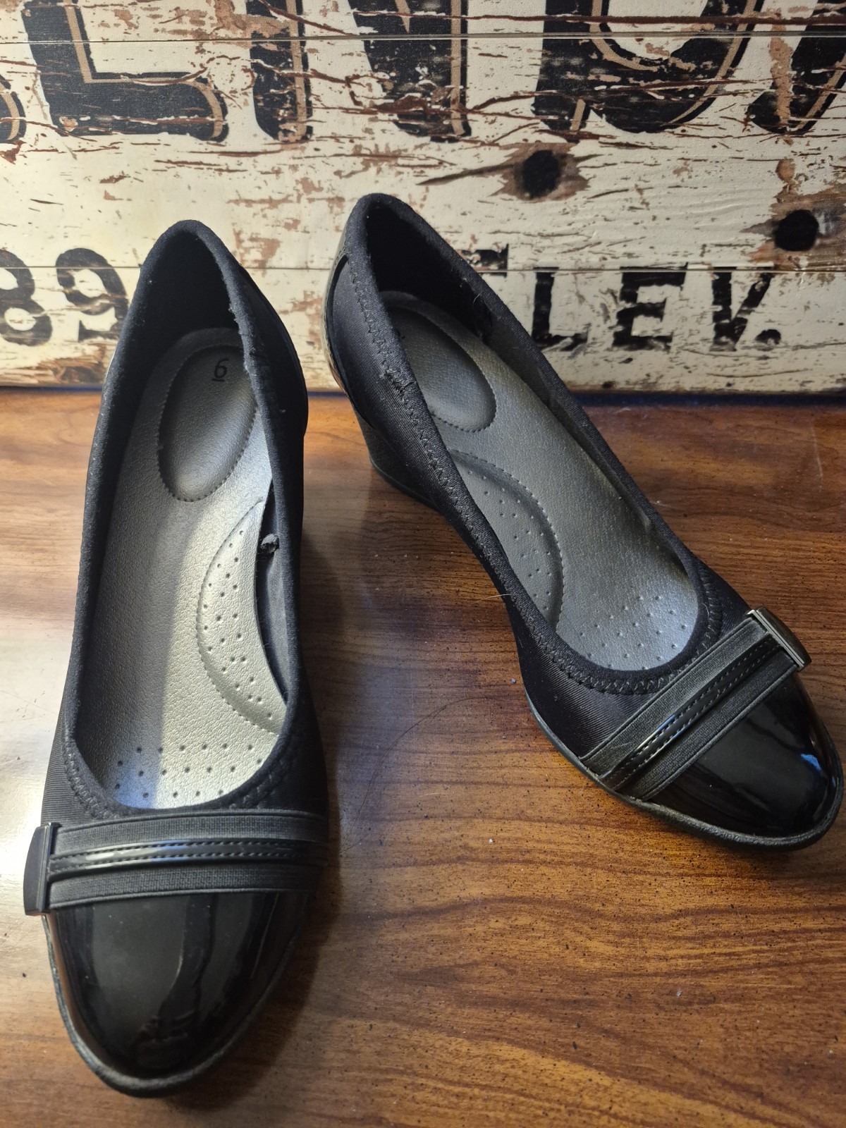 Time and Tru Black Wedge Heels Size 6