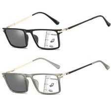 2 Pack Progressive Multifocus Reading Glasses for Men Anti-Blue Light Photoch...