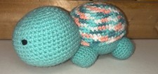 Handmade Crochet Sea Turtle Amigurumi 8.5  Long Green Multi Color Shell