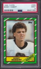 1986 Topps #339 BOBBY HEBERT PSA 9 MINT ROOKIE CARD RC SAINTS FOOTBALL. rookie card picture