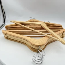 Wood Clothes Hangers China Used Lot Of 11