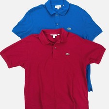 Lacoste Men s Polo Shirt Lot Blue XL Slim Fit Red Large Classic Fit Short Sleeve