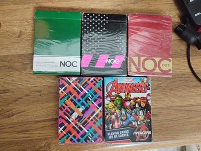 5 Decks Of Cards Including A Marvel Adventures Deck, 3 NOC and 1 waterproof Set 