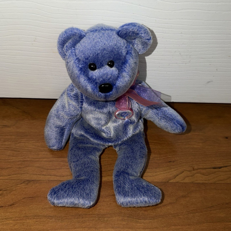 Blue Plush Beanie Baby Periwinkle Stuffed Animal, Small 6-14 in
