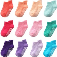 Non Slip Grip Ankle Baby Socks 12 Pack for Toddler Boys and Girls Kids Infant...