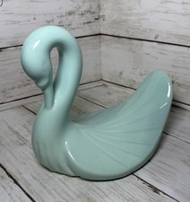 Vintage Aqua Ceramic Swan Towel Washcloth Holder MCM Bathroom Decor