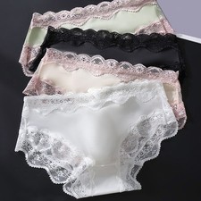 Slip pizzo seta ghiaccio vita bassa mutandine uso quotidiano occasioni romantiche traspiranti