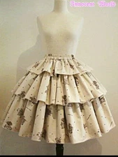 Innocent World Trump Alice Gathered Skirt in Beige/Brown Colorway