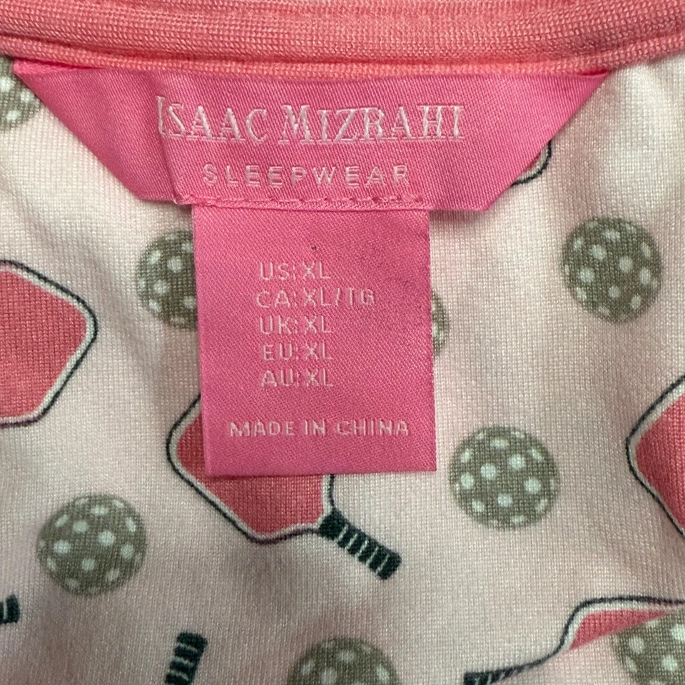 Isaac Mizrahi Rosa Pickle Ball 2 Piezas Pantalones Cortos Manga Corta Top Conjunto de Pijama Cómodo Foto 3 de 4