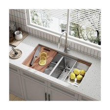 32 Inch Double Bowl Undermount Workstation Kitchen Sink 16 Gauge Stainless St...