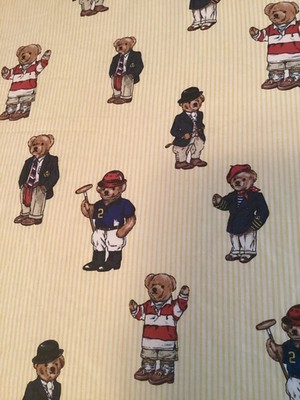 Ralph Lauren ポロベア　フィッテッドシート Vintage Ralph Lauren Polo Teddy Bear Yellow Striped FITTED Sheet