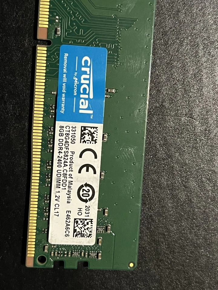 Crucial 16GB (2×8GB) DDR4-2400 UDIMM Desktop RAM CT8G4DFS824A – Tested Working - Image 3 of 3