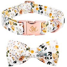 Dog Collar Floral Print Bow Tie Girl Adjustable Large Spring Pet Gift