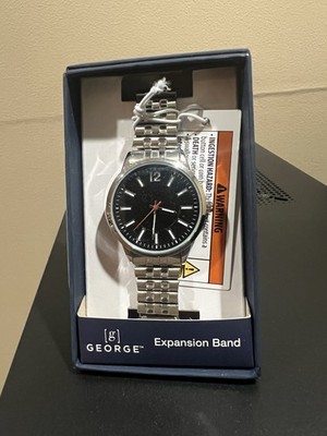 George Men's Silver Round Case Expansion Bracelet Wristwatch