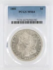 1881 Morgan Silver Dollar PCGS MS64 S$1 Philadelphia Minted No Reserve