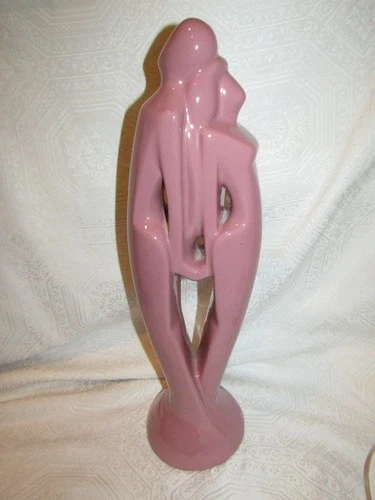 Haeger Pottery Rendezvous Lovers Man Woman Sculpture 20" Mauve Pink MCM Figurine