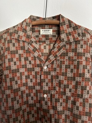 Vintage 50s Arrow Short Sleeve Loop Collar Brown Orange Size Small Sanforized