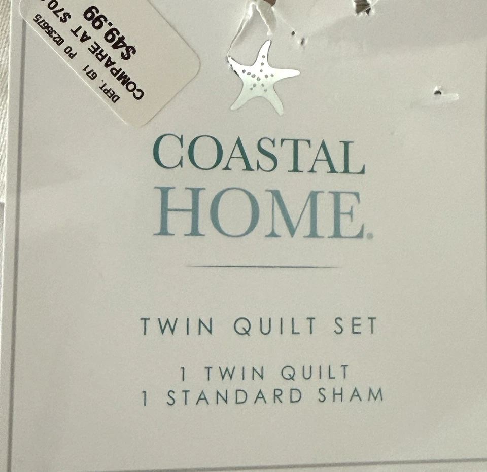 Nuevo Coastal Home - Juego de edredón y farsa doble bronceado con conchas blancas - ZZ Foto 4 de 4