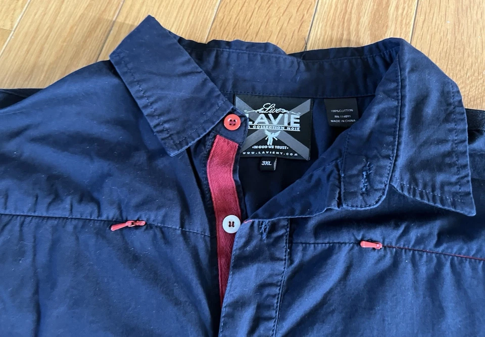 Camisa Lavie Para Hombres XL 48 Pulgadas Pecho Azul Abotonada Camisa Cruzada Etiqueta Funciona Pequeña Foto 2 de 4