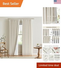 Room Darkening Curtains with Thermal Insulation - 95"L, Natural Linen Look