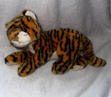 TY Beanie Buddies Orange Striped Tiger Kitty Cat Plush Laying Down 2001 Vintage