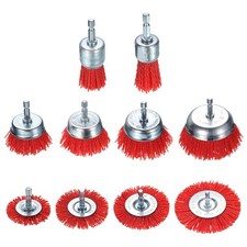 10pcs Nylon Wire Wheel Brush Set, 1/4" Hex Shank, 1",1 1/6",2",2.56",3",4"