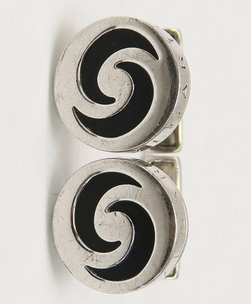 BVLGARI スターリングシルバー　AG925 オニキス ラグジュアリーカフス BVLGARI Optical Cufflinks Black x Silver, AG925 x Onyx [VG