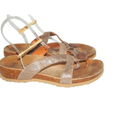 Think! Metallic Leather Women Sandals Size 6